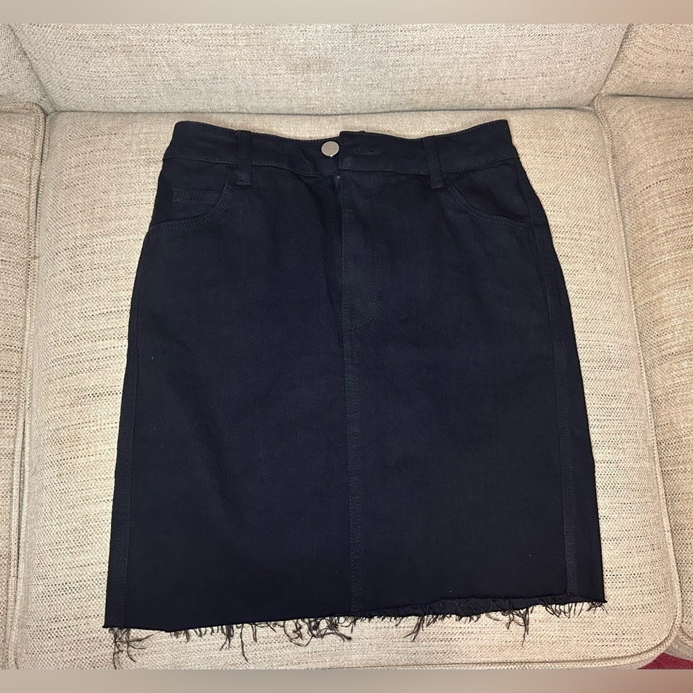 H & M & Denim Jet Black Jean Pencil Skirt